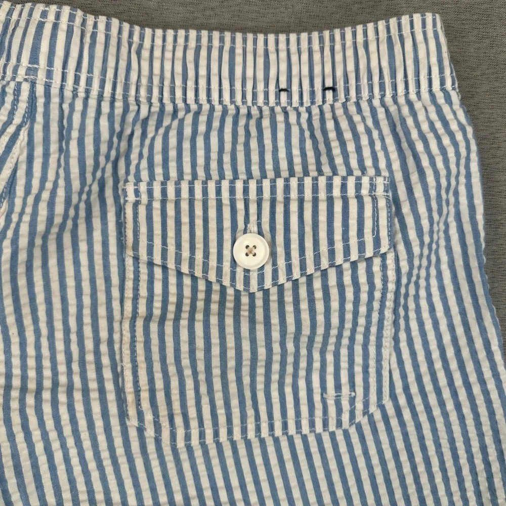 J.Crew Flex Swimwear Shorts Mens Large Blue White Seersucker Striped Swim Trunks